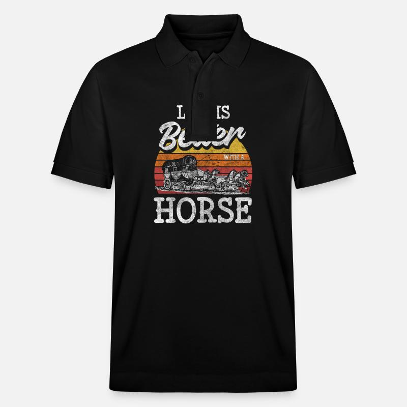 Pferdekutscher Beruf Ziel Kaltblüter - Stanley/Stella Unisex Bio-Poloshirt PREPSTER - Schwarz