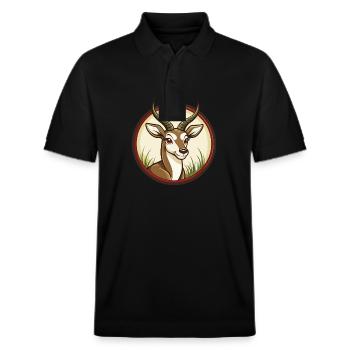 Impala Bunte Kawaii Cartoon Figur Clipart - Stanley/Stella Unisex Bio-Poloshirt PREPSTER - Schwarz - Vorne - Roxy (174cm) & Andy (188cm)