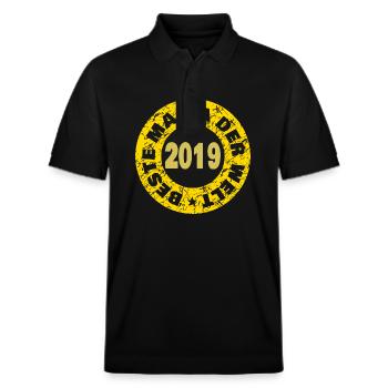 2019 - Stanley/Stella Unisex Organic Polo Shirt PREPSTER - black - Front - Roxy (174cm) & Andy (188cm)
