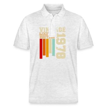 1978 - Stanley/Stella Unisex Bio-Poloshirt PREPSTER - Weiß meliert - Vorne - Roxy (174cm) & Andy (188cm)