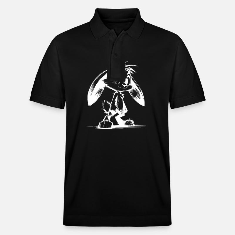 Lapin mignon avec de grands yeux et de longues oreilles - Polo PREPSTER bio Stanley/Stella Unisexe - noir