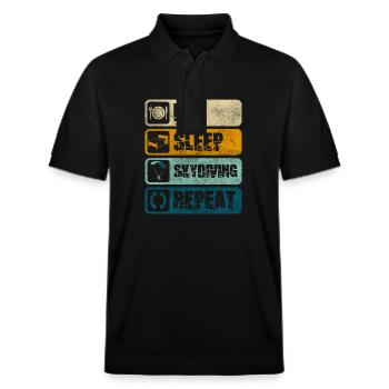 Skydive Himmel Höhe Gleitschirmfliegen - Stanley/Stella Unisex Bio-Poloshirt PREPSTER - Schwarz - Vorne - Roxy (174cm) & Andy (188cm)
