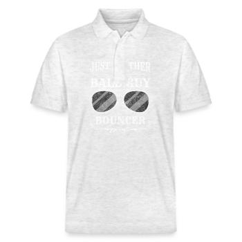 Security Tür Einlass Muskeln - Stanley/Stella Unisex Bio-Poloshirt PREPSTER - Weiß meliert - Vorne - Roxy (174cm) & Andy (188cm)