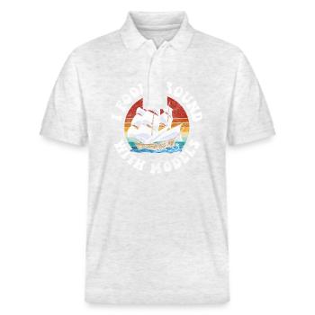 Maquette de voilier Marins Shipping - Polo PREPSTER bio Stanley/Stella Unisexe - blanc chiné - Devant - Roxy (174cm) & Andy (188cm)