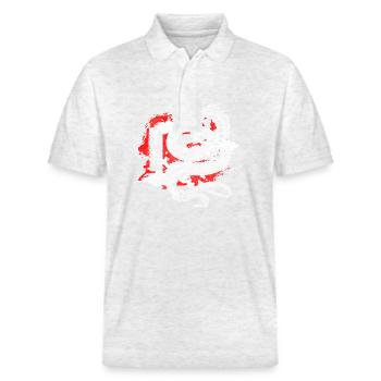 Orient Zeichnungen Geek Aikido - Stanley/Stella Unisex Bio-Poloshirt PREPSTER - Weiß meliert - Vorne - Roxy (174cm) & Andy (188cm)