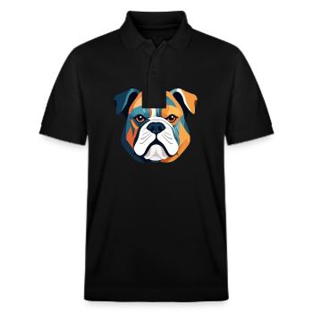 Englische Bulldogge Vektorkunst mit lebendigen Farben - Stanley/Stella Unisex Bio-Poloshirt PREPSTER - Schwarz - Vorne - Roxy (174cm) & Andy (188cm)