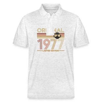 1977 - Stanley/Stella Unisex Bio-Poloshirt PREPSTER - Weiß meliert - Vorne - Roxy (174cm) & Andy (188cm)