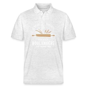 I'm not perfect, but I'm BAKER - Stanley/Stella Unisex Organic Polo Shirt PREPSTER - heather white - Front - Roxy (174cm) & Andy (188cm)