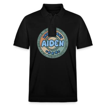 Gift for Aiden - Stanley/Stella Unisex Organic Polo Shirt PREPSTER - black - Front - Roxy (174cm) & Andy (188cm)