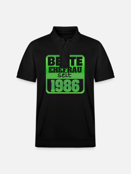 Ehefrau 1986 - Stanley/Stella Unisex Bio-Poloshirt PREPSTER - Schwarz