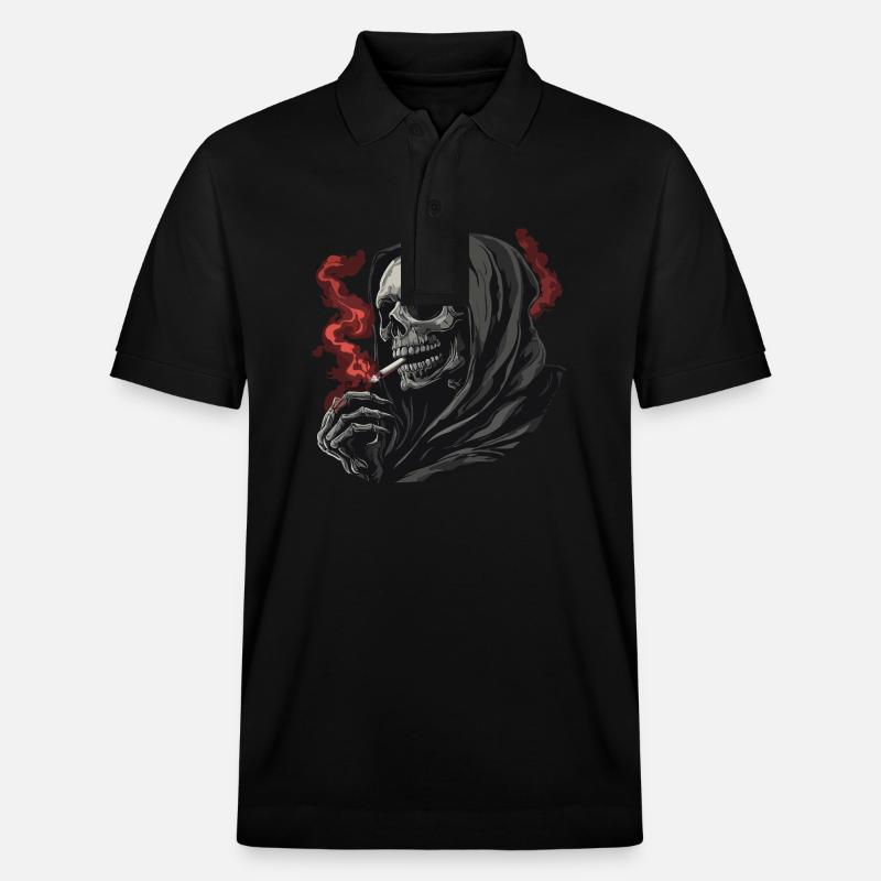 Grim Reaper avec une cigarette. - Polo PREPSTER bio Stanley/Stella Unisexe - noir