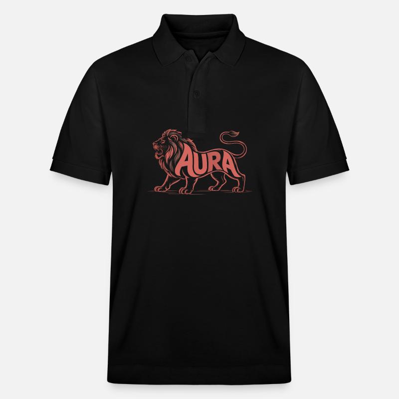 Aura - Cool Lion Logo - Polo PREPSTER bio Stanley/Stella Unisexe - noir
