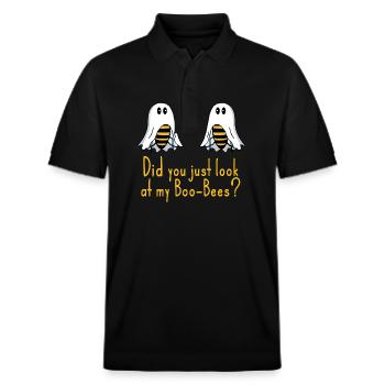 Boobees Boobs lustiger Spruch - Stanley/Stella Unisex Bio-Poloshirt PREPSTER - Schwarz - Vorne - Roxy (174cm) & Andy (188cm)