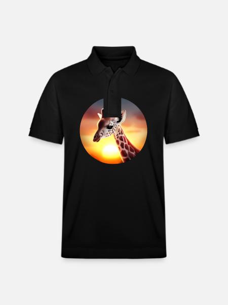 Young giraffe in sunset - Stanley/Stella Unisex Organic Polo Shirt PREPSTER - black