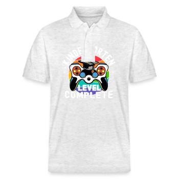 Kinder-Kindergarten-Niveau Abschlussklasse abschließen - Stanley/Stella Unisex Bio-Poloshirt PREPSTER - Weiß meliert - Vorne - Roxy (174cm) & Andy (188cm)
