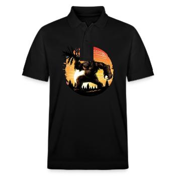 Wütender Bigfoot - Stanley/Stella Unisex Bio-Poloshirt PREPSTER - Schwarz - Vorne - Roxy (174cm) & Andy (188cm)