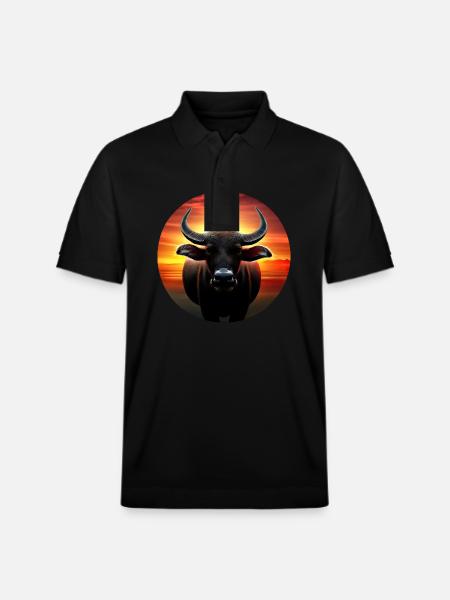 Water buffalo in the sunset - Stanley/Stella Unisex Organic Polo Shirt PREPSTER - black
