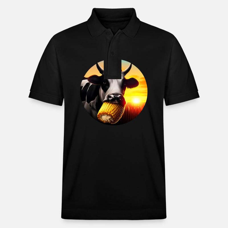 Vache appréciant le maïs - Polo PREPSTER bio Stanley/Stella Unisexe - noir