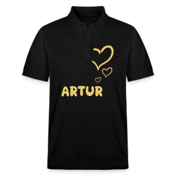 Geschenk für Artur - Stanley/Stella Unisex Bio-Poloshirt PREPSTER - Schwarz - Vorne - Roxy (174cm) & Andy (188cm)