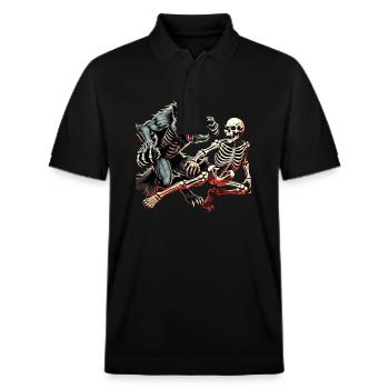 Gruseliges Halloween-partykostüm Werwolf Und - Stanley/Stella Unisex Organic Polo Shirt PREPSTER - black - Front - Roxy (174cm) & Andy (188cm)