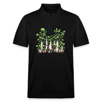 Microgreens Agriculture Vegan Sprouts - Stanley/Stella Unisex Organic Polo Shirt PREPSTER - black - Front - Roxy (174cm) & Andy (188cm)