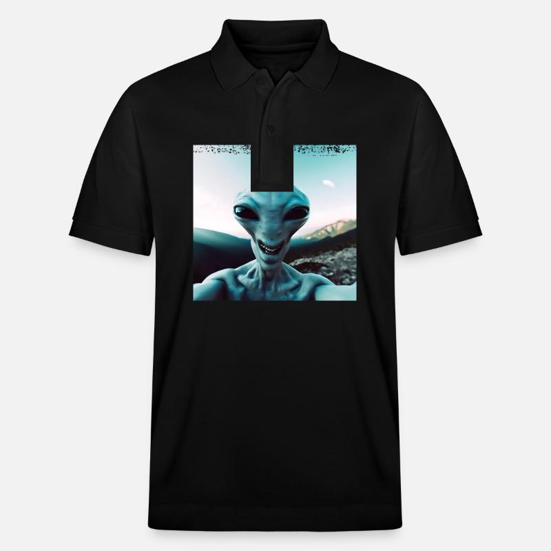 Alien Selfie in den Bergen - Stanley/Stella Unisex Bio-Poloshirt PREPSTER - Schwarz