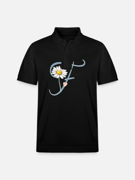 Buchstabe F Gänseblümchen Herz - Stanley/Stella Unisex Bio-Poloshirt PREPSTER - Schwarz