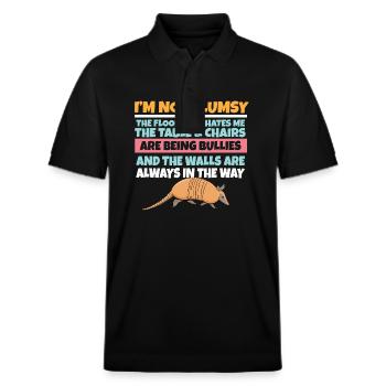 I'm Not Clumsy The Floor Hates Me Foolish - Stanley/Stella Unisex Organic Polo Shirt PREPSTER - black - Front - Roxy (174cm) & Andy (188cm)