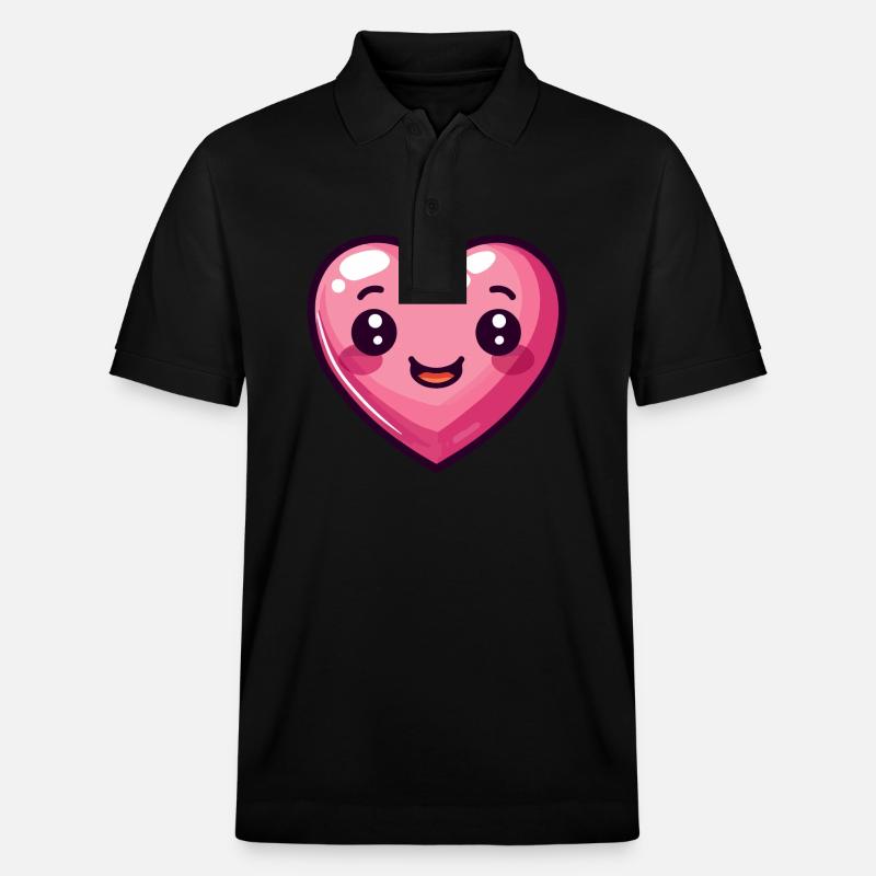 Coeur Comic Love Saint-Valentin - Polo PREPSTER bio Stanley/Stella Unisexe - noir