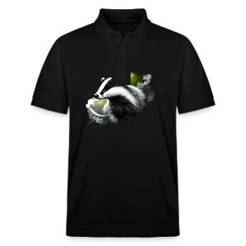 Bunter Aquarell-Rasierpinsel - Stanley/Stella Unisex Bio-Poloshirt PREPSTER - Schwarz - Vorne - Roxy (174cm) & Andy (188cm)