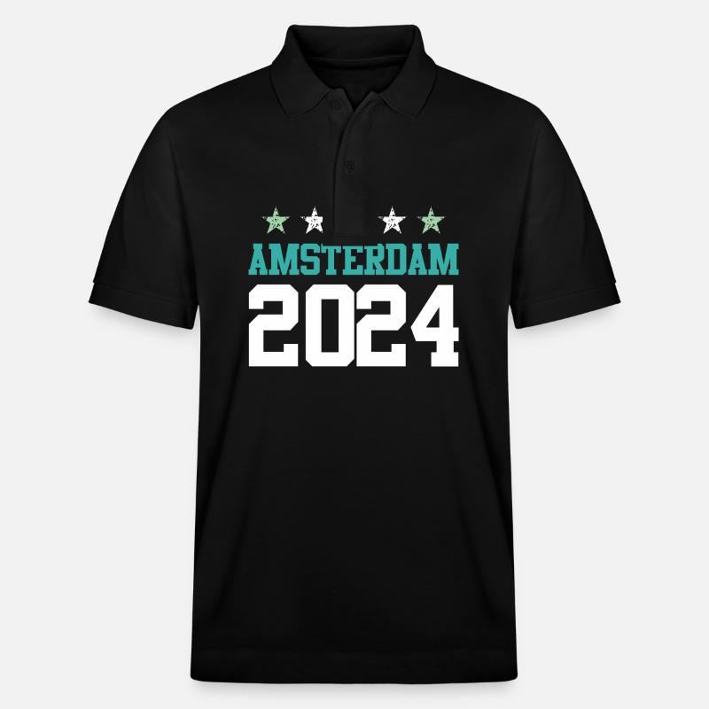 Amsterdam 2024 Reisen - Stanley/Stella Unisex Bio-Poloshirt PREPSTER - Schwarz