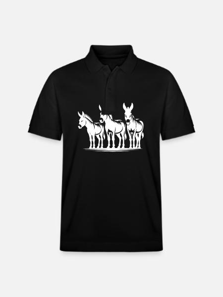 Donkey Friends Group Portrait - Stanley/Stella Unisex Organic Polo Shirt PREPSTER - black