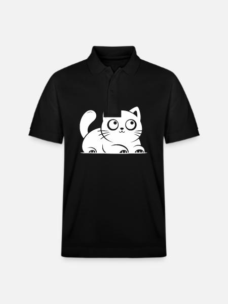 Cute Lucky Cat Cats Drawing - Stanley/Stella Unisex Organic Polo Shirt PREPSTER - black