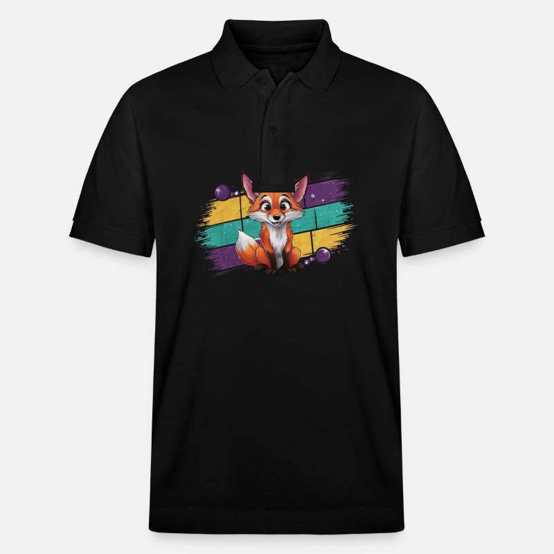 Fuchs - Illustration - Stanley/Stella Unisex Bio-Poloshirt PREPSTER - Schwarz