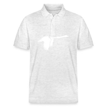 Cygne volant élégant - Polo PREPSTER bio Stanley/Stella Unisexe - blanc chiné - Devant - Roxy (174cm) & Andy (188cm)