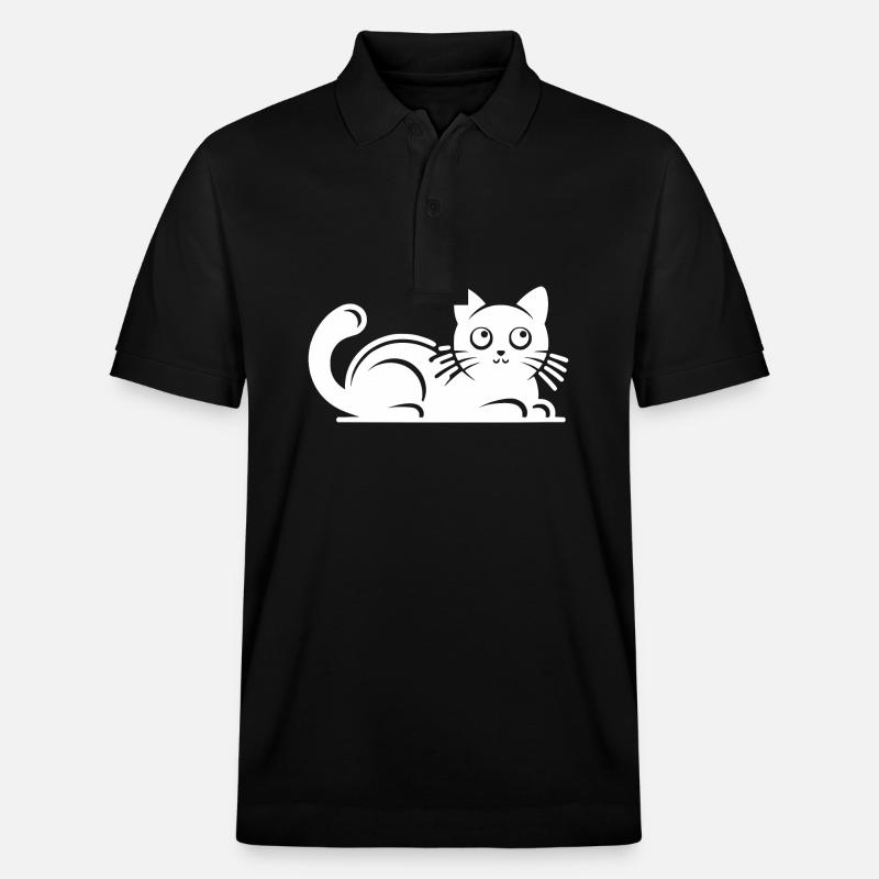 Ronronnement Chat Câlin Dessin - Polo PREPSTER bio Stanley/Stella Unisexe - noir