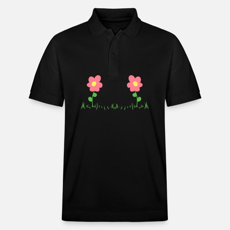Fleurs roses Deux Nature Fleur - Polo PREPSTER bio Stanley/Stella Unisexe - noir