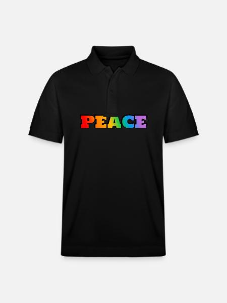 Friedens-Regenbogen - Stanley/Stella Unisex Bio-Poloshirt PREPSTER - Schwarz