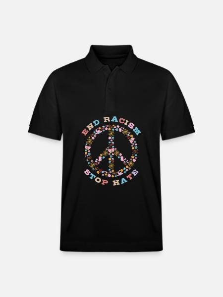 End Racism Stop Hate - Stanley/Stella Unisex Organic Polo Shirt PREPSTER - black