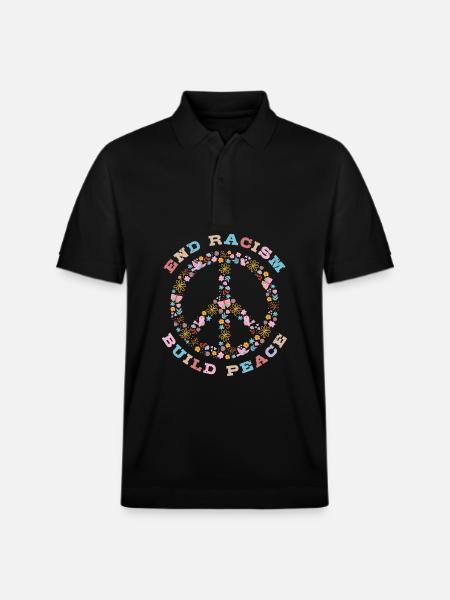 End Racism Build Peace - Stanley/Stella Unisex Organic Polo Shirt PREPSTER - black