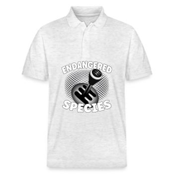 Endangered Species - Engine Combustion Design - Stanley/Stella Unisex Organic Polo Shirt PREPSTER - heather white - Front - Roxy (174cm) & Andy (188cm)
