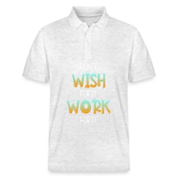 Don’t wish for it work for it - Stanley/Stella Unisex Bio-Poloshirt PREPSTER - Weiß meliert - Vorne - Roxy (174cm) & Andy (188cm)