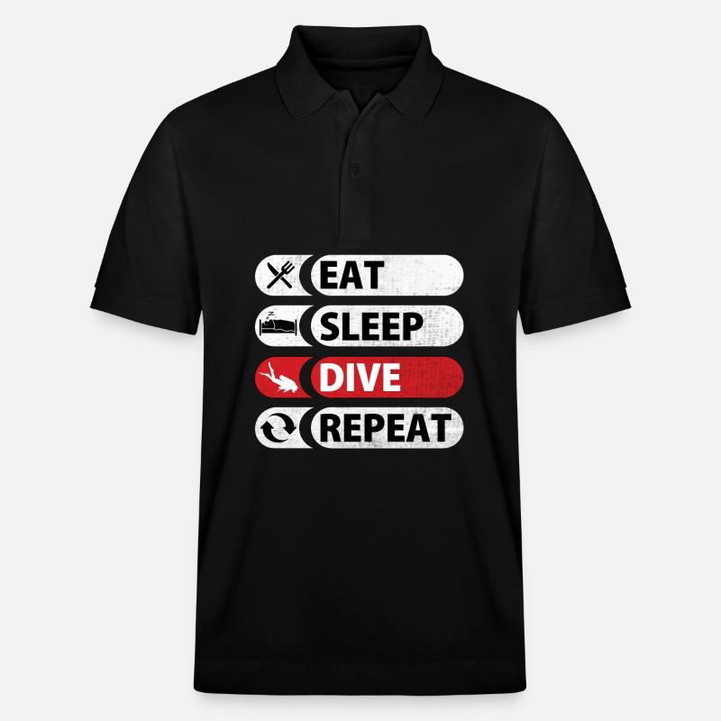 Eat Sleep Dive Repeat - Stanley/Stella Unisex Bio-Poloshirt PREPSTER - Schwarz