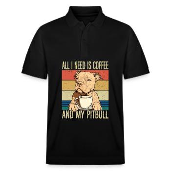 Le café et mon pitbull - Polo PREPSTER bio Stanley/Stella Unisexe - noir - Devant - Roxy (174cm) & Andy (188cm)