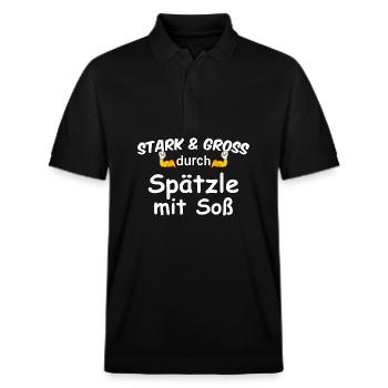 Stark & Groß durch Spätzle mit Soß - Stanley/Stella Unisex Bio-Poloshirt PREPSTER - Schwarz - Vorne - Roxy (174cm) & Andy (188cm)