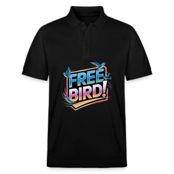 Free Bird - frei wie ein Vogel - Stanley/Stella Unisex Bio-Poloshirt PREPSTER - Schwarz - Vorne - Roxy (174cm) & Andy (188cm)