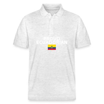 Proud Ecuadorian Ecuador Ecuadorianisch Flagge - Stanley/Stella Unisex Bio-Poloshirt PREPSTER - Weiß meliert - Vorne - Roxy (174cm) & Andy (188cm)