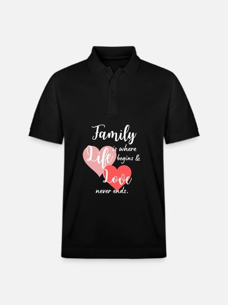Family Saying Love Life Design - Stanley/Stella Unisex Organic Polo Shirt PREPSTER - black