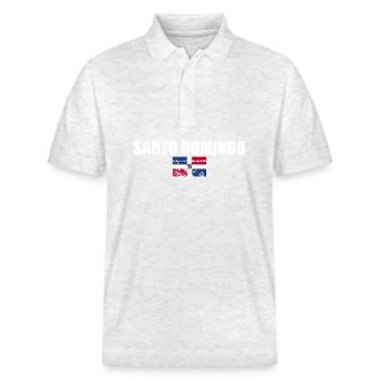 Drapeau vintage de Santo Domingo Dom Rep - Polo PREPSTER bio Stanley/Stella Unisexe - blanc chiné - Devant - Roxy (174cm) & Andy (188cm)