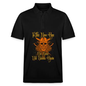 In this new age we need old values again - Stanley/Stella Unisex Organic Polo Shirt PREPSTER - black - Front - Roxy (174cm) & Andy (188cm)